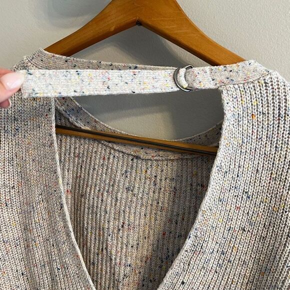 American Eagle Sweater Womens L Tan Multi Color Fleck Keyhole Pullover Wool Soft - Picture 7 of 8